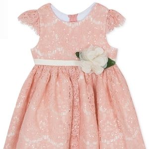 Rare EditionsBaby Girls Sequin Lace Fit & Flare Dress Coral Dress